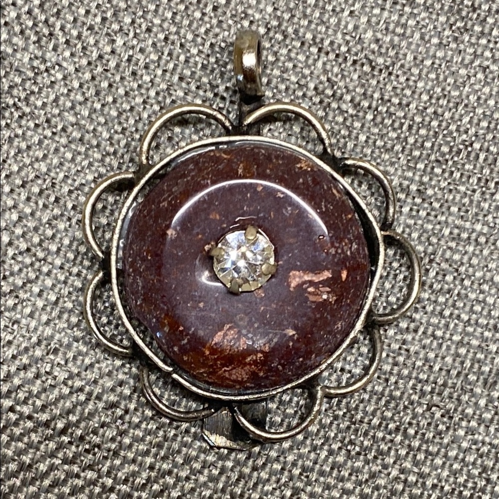 Vintage Purple/Brown Stone Pendant in Silver Setting